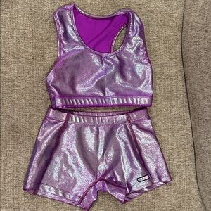 Crazy Pants Shimmering Purple Sports Bra And Shorts